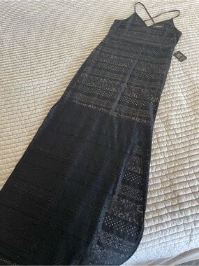 Black Lace Maxi Skirt with Spaghetti Straps